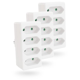 Greate 3 x 4-Way Socket for Euro Plugs up to 2300 W - Socket Adapter 4-Way Plug, Socket Adapter 4-Way without Cable, Multiple Socket without Cable, 4-Way Multiple Plug, Euro Plug Distributor