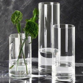 3 piezas de jarrones cilíndricos transparentes de acrílico para plantas en maceta, jarrones altos grandes de plástico irrompibles para centros de mesa de boda, juego de 3 bases decorativas