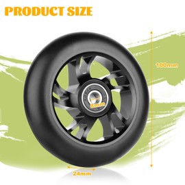 DBREAKS Stunt Scooter Wheels, Pack of 2 Scooter Replacement Wheels, 100 mm Scooter Wheels with ABEC, 9 Ball Bearings, Hardness 88A, Suitable for All Kinds of Scooters (Black)