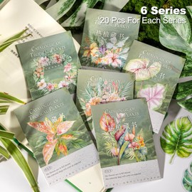 AuriicLeaf Tropical Botanical PET Sticker Set, 120Pcs Floral and Leaf Stickers for Scrapbooking, Journaling, Junk Journal Supplies, and DIY Crafts