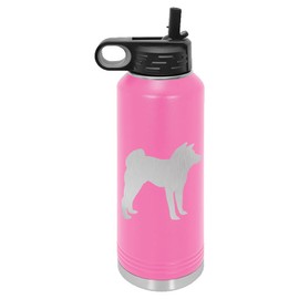 Akita Dog Insulated Water Bottle | Stainless Steel | Akita Dog Lover | Akita Gifts (32 oz, Pink)