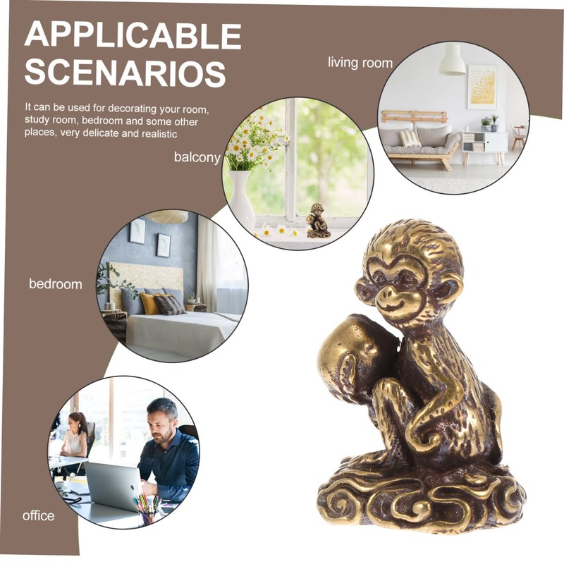 iplusmile 1Pc Mini Monkey Shape Copper Ornament Cute Desktop Decor