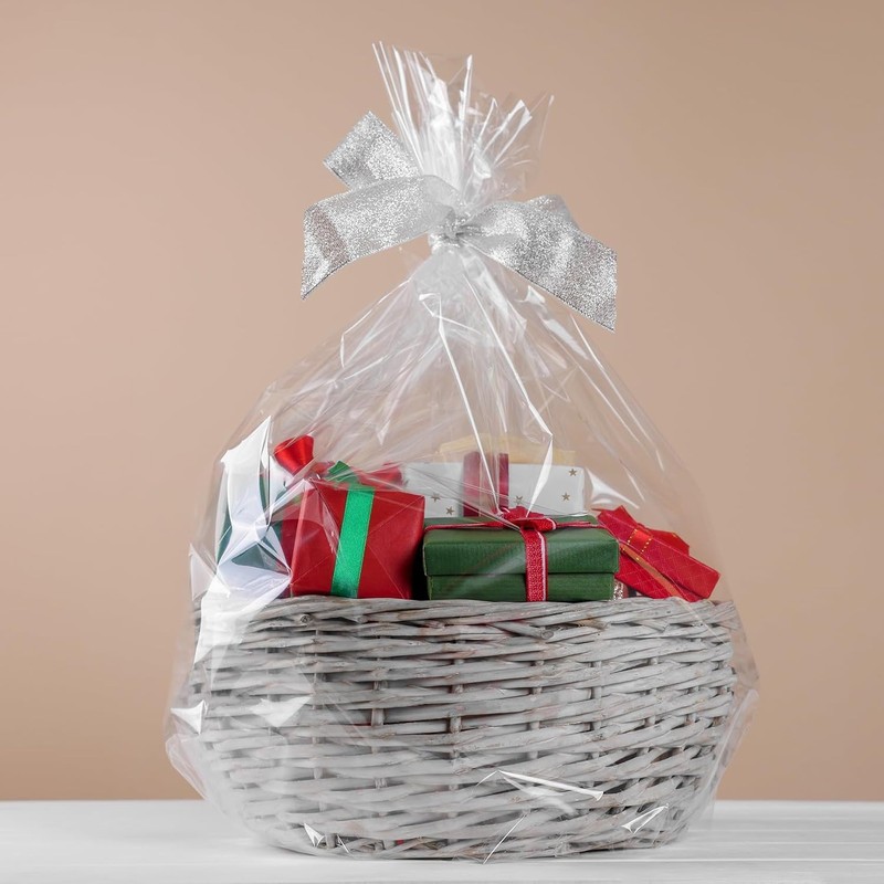 Morepack Shrink Wrap Bags for Gift Baskets,20x28 Inches Clear PVC