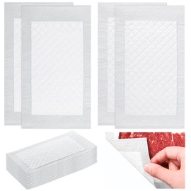 Reallnaive 200 Pcs Meat Absorbent Pads 4x7 inch White Meat Soaker Pads for Vacuum Sealer Bags Fish and Poultry Pad 60 Grams