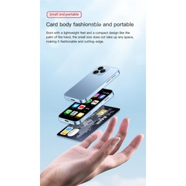 roiesvry XS16 3.0 inch Mini Smartphone 4G LTE Android 10 Quad Core 2000mAh Type-C Dual SIM Small Mobile Phone (Blue, 3GB RAM 64GB ROM)