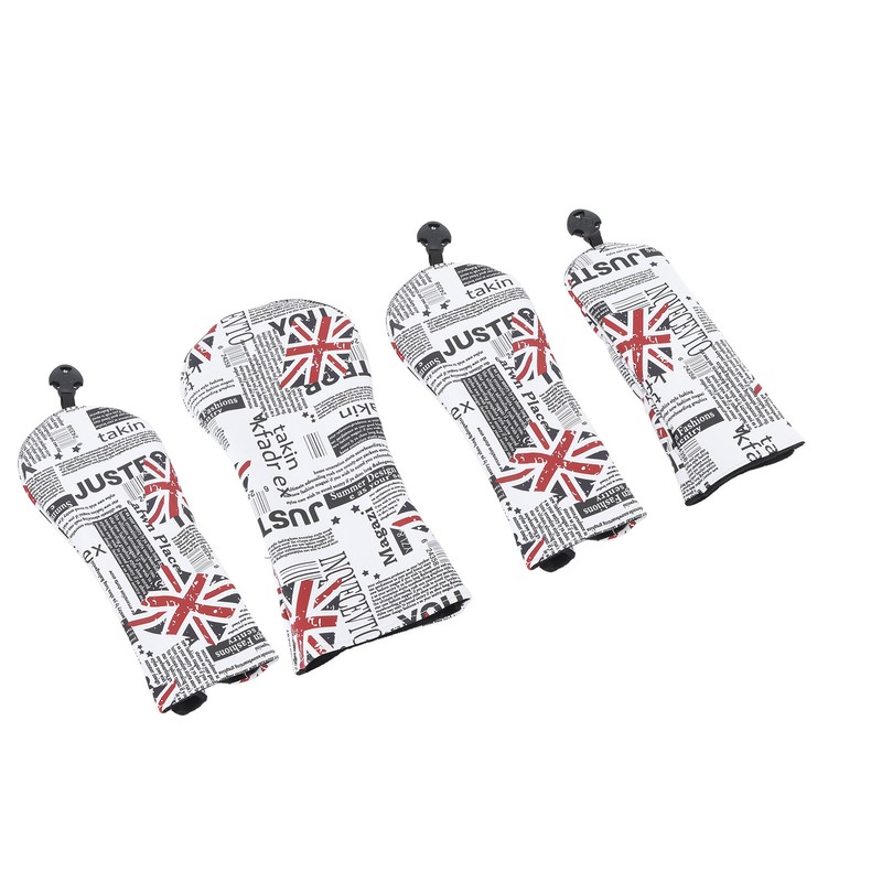 4Pcs UK Flag Print Golf Club Head Cover PU Golf