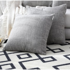 Kevin Textile Decorative Linen Throw Pillow Covers Cushion Case New 2 Tone Star Boho Farmhouse Pillowcases Decorative Cushion Covers for Couch Bed Sofa(26 x 26 Inch,Grey) Set of 2