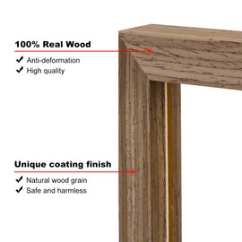 KINLINK 8x8 Picture Frame, Brown Square Solid Wood Frames for Pictures 4x4 and 6x6 with Mat or 8x8 without Mat, Wall and Tabletop Display Photo Frames Brown Wood 4 Pack