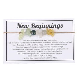 tenghong2021 Chakra Crystal Beaded Bracelet with Wish Card Adjustable Spiritual Anxiety Stone Beads Braide String Bracelet Yoga Meditation for Women Men Jewelry Birthday Gifts, Adjustable, Stone, no