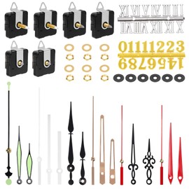 Glarks 38pcs 13/20/28MM High Torque Long Shaft Clock Movement Mechanism Kit Includes 6pcs Clock Movements with 6pcs Hooks, 6 Different Pairs Clock Hands, 18pcs Mounting Hardware, 2pcs Clock Numerals