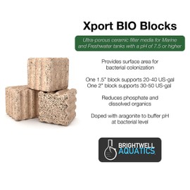Brightwell Aquatics Xport-BIO Block - Biological Filtration Mediafor Bacteria Growth and Phosphate Reduction, 6 pack, 2"