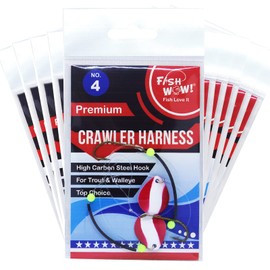 10pks Fish WOW!® 2-Hook Crawler Harness Walleye Spinner Rig #4