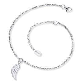 Engelsrufer 925 Sterling Silver Rhodium Plated or Stainless Steel Anklet for Women Adjustable Length Nickel Free Allergy Sufferers, Stainless Steel, No Gemstone