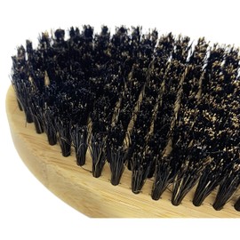Kobe Palm Men's Military Style Boar Bristle Hair Brush / Beard Brush - Hand Sized Beard Brush for Men - Perfect for Beard Care - Works Well With Beard Oils (Bamboo)