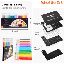 Colored Pens, Shuttle Art 30 Colors Cute Journal Pens 0.6mm Fine Point Colored Gel Pens for Black Paper Adult Coloring Writing Drawing Journaling Note Taking School Office Home Students