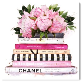 The Oliver Gal Artist Co. Fashion and Glam Wall Art Canvas Prints 'Pink Girlboss books' Books (31649_30x30_CANV_XHD)