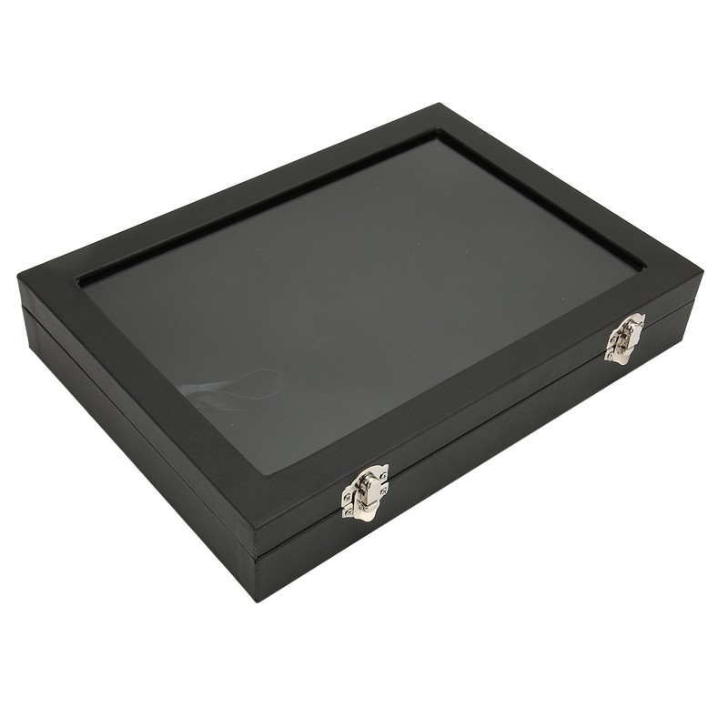 Pin Display Case Dustproof Transparent Glass Lid Badge Storage Box