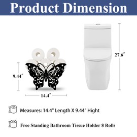 Cute Butterfly Toilet Tissue Holder,Animal Paper Holders,Decorative Metal Papers Holder,Funny Toilet Animal Storage for Bathrooms,Bathroom Paper Organizer for Extra 8 Rolls Free Standing Art Decor