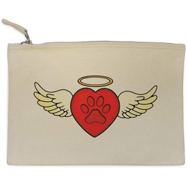 'Paw Print Angel Heart' Canvas Clutch Bag/Accessory Case (CL00042803)
