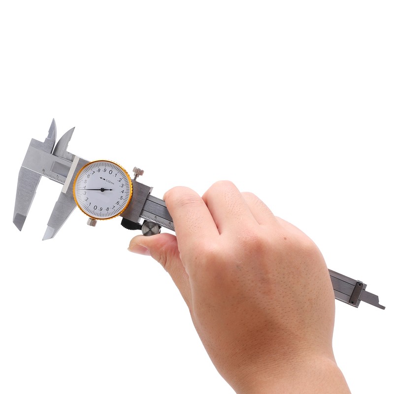 0150mm Dial Caliper Steel ShockProof Adjustable Vernier Caliper with Depth