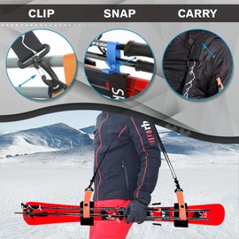 SGQTZDZQ Ski Straps, Easy to Use Ski Ties for Effortless Gear Transportation, Compact and Adjustable Ski Straps for Carrying (Orange)