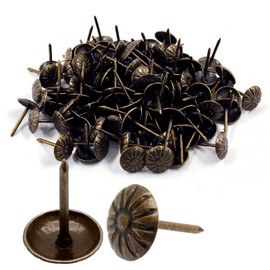 Piutouyar Daisy Antique Bronze Upholstery Tacks, Decorative Tack Stud, Furniture Tacks Pins 11mm x 16mm / 0.43 Inch x 0.63 Inch, Upholstery Nails for Sofa, Door, Jewelry Box(100Pcs)