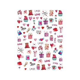 Generic Heart Love Nail Stickers Love Bear Rose Keys Valentine Day Nail Decals 531 Nail Wraps Art Stickers Manicure Supplies for Women for Home Nails Full Long Lasting Easy Apply and Remove