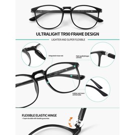 CNLO Blue Light Blocking Glasses,Computer Glasses,Anti Eyestrain, Lightweight Frame Eyeglasses Black Frame Spring Hinge,Men/Women…