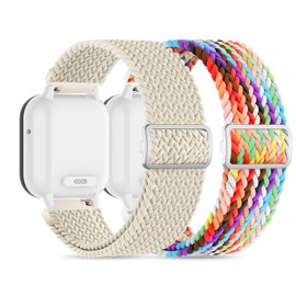 Wizvv 2 Pack Stretchy Nylon Braided Band for Kids - Compatible with Gizmo/Gabb/Cosmo JrTrack/Garmin Bounce Smart Watch - Breathable Wristband Replacement Straps for Boys and Girls