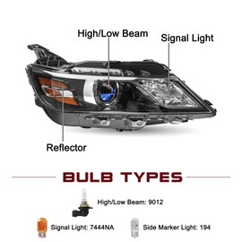 JSBOYAT Fits for 2014-2020 Chevy Impala [Halogen Style] Projector Black Headlights OE Style Factory Headlight Assembly Passenger Right Side Bulbs Included NOT FIT HID MODEL