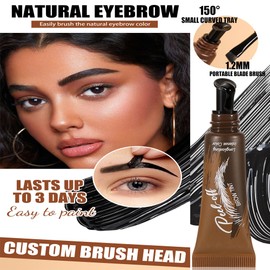 Easilydays Black Tattoo Eyebrow Gel Peel Off, Temporary Eyebrow Tint with 150°Small Curved Tray, Waterproof, Transfer-proof Fuller & Defined Brow Stain, for Women Last Up to 3 Days, #05 Black