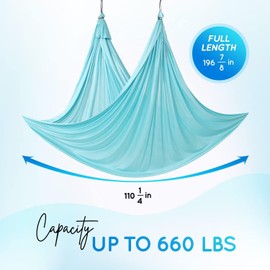 Yes4All Soft Tricot Fabric 5.5 Yards Aerial Yoga Hammock/Aerial Silks for Home Yoga, Increasing Strength, Flexibility and Balance, Suits All Levels (Complete kit included), C. Sea Glass Blue