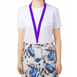 CANWELUX 12 Pack Bright Neon Purple Lanyard with Anti-Lost ID Holders Cruise Fluorescent Lanyard for Waterproof ID Badges Holder Lanyards for Cruise Ship Cards(Purple,12Pack)