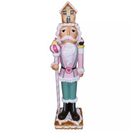 Sarasota Christmas Co. Christmas NUTCRACKER Colonel 18" Pink Pastel Cookie Icing Gingerbread House NEW