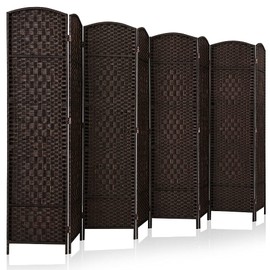 Corelax Room dividers 6 ft. Tall-20 Wide Freestanding Privacy Screen with Diamond Woven Fiber, Foldable Panel Partition Wall Divider, Double-Hinged Room Dividers