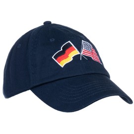 Ann Arbor T-shirt Co. German American Flag Hat - Germany USA Friendship, Deutschlands America Dad Baseball Pin Cap for Men Women - (Navy)