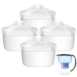 Tujoe 4 Pcs Alkaline Water Filter Replacement Alkaline Water Pitcher Replacement Cartridge for Healthy Drink, 7 Stage Filtration System to Purify