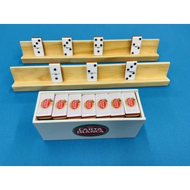 Dominoes Carta Blanca with 2 Wood Holders ** Size : 1 3/4 x 7/8 x 1/2 inches.