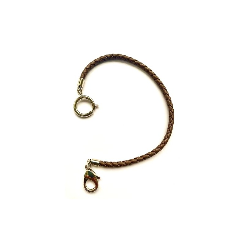 PUREgrey Brown Leather Braided Pocket Watch Chain with Lobster Clasp,