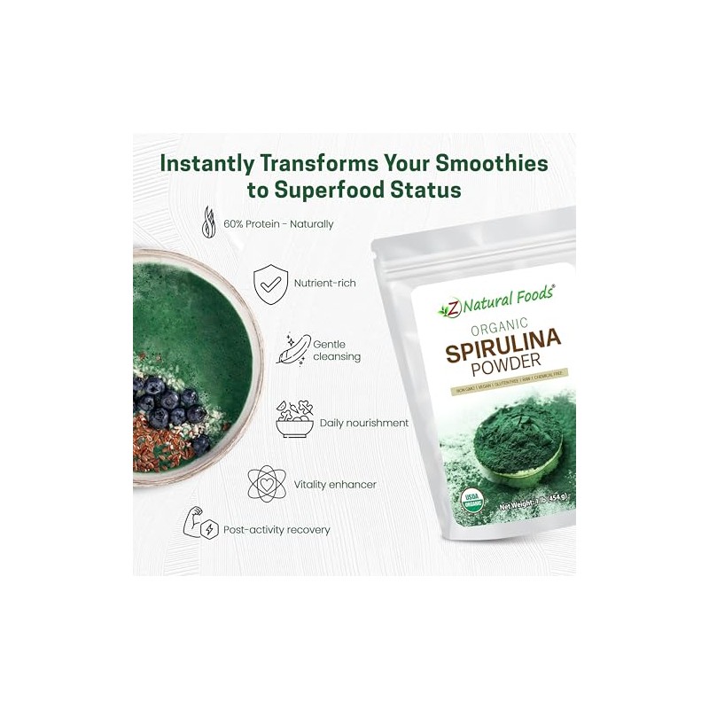 Organic Spirulina Powder, 1 Lb by Sunburst Superfoods