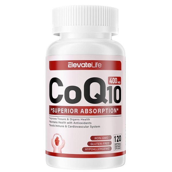 Cpsulas blandas ElevateLife CoQ10 de 400 mg con PQQ, BioPerine