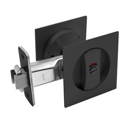 9BUILD Black Pocket Door Hardware with Color Indicators Square Pocket Door Lock Privacy Pocket Door Latch Pocket Door Handles for Bathroom, 2 Pack