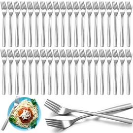 Roshtia 100 Pieces Dinner Forks Bulk 6.7 Inch Stainless Steel Forks Silverware Metal Cutlery Fork Salad Fork Set for Home Restaurant Kitchen, Mirror Polished, Dishwasher Safe
