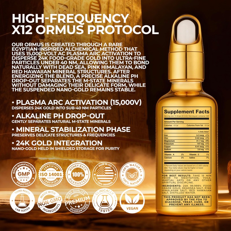 X12 Ormus Monoatomic Gold - Liquid Trace Mineral Blend with