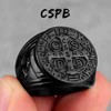 REchoLI Cross Ring for Man Black Stainless Steel Saint Benedict