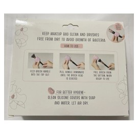 Evriholder New-3PC-SOFT SILICONE MAKEUP BRUSH COVERS-FOR BETTER HYGIENE!!  PINK