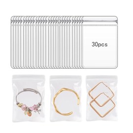 Croshuki 30pcs 3.51” x 5.07” Clear Jewelry Organizer Earring Ring Chain Necklace Storage Bags Travel, Anti Tarnish Protect Jewelry (bags only)