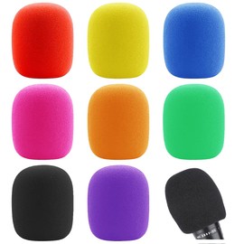 Kemxing Microphone Cover, 8-Pack, Non-Disposable Microphone Sponge Cover, Noise Prevention, Dustproof, Splashproof, Noise Prevention, Microphone Cover, For Lectures, Karaoke, Various Colors