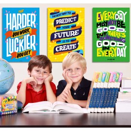 Neatz Growth Mindset Posters, Classroom Decor, For High School, Middle School, College & Home Office - Set of 12 Motivational Posters, 15 x 22” - Perfect as Classroom Decorations, Classroom Posters,