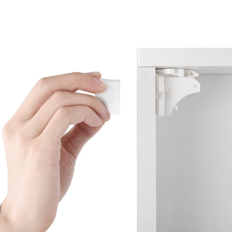 Vmaisi Adhesive Magnetic Locks for Cabinets & Drawers (10 Locks